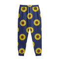 Navy Sunflower Pattern Print Sweatpants