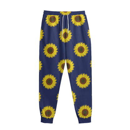 Navy Sunflower Pattern Print Sweatpants