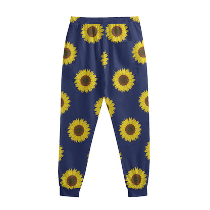 Navy Sunflower Pattern Print Sweatpants