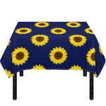 Navy Sunflower Pattern Print Tablecloth