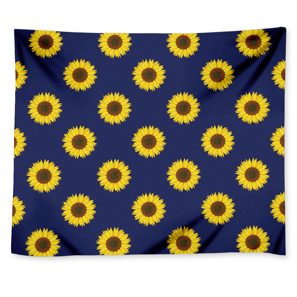 Navy Sunflower Pattern Print Tapestry