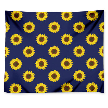 Navy Sunflower Pattern Print Tapestry