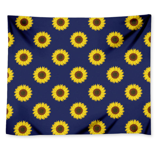 Navy Sunflower Pattern Print Tapestry