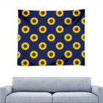 Navy Sunflower Pattern Print Tapestry