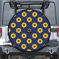 Navy Sunflower Pattern Print Tire Cover With Camera Hole