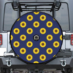 Navy Sunflower Pattern Print Tire Cover With Camera Hole