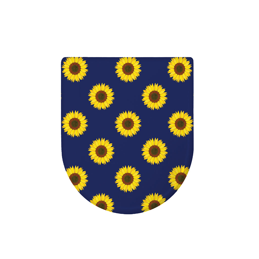Navy Sunflower Pattern Print Toilet Lid Cover