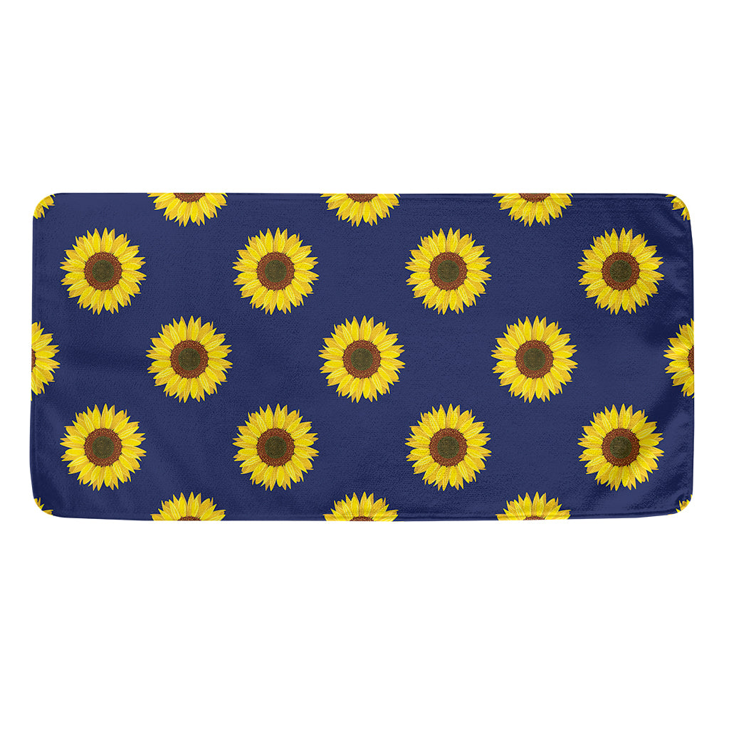 Navy Sunflower Pattern Print Towel