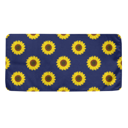 Navy Sunflower Pattern Print Towel