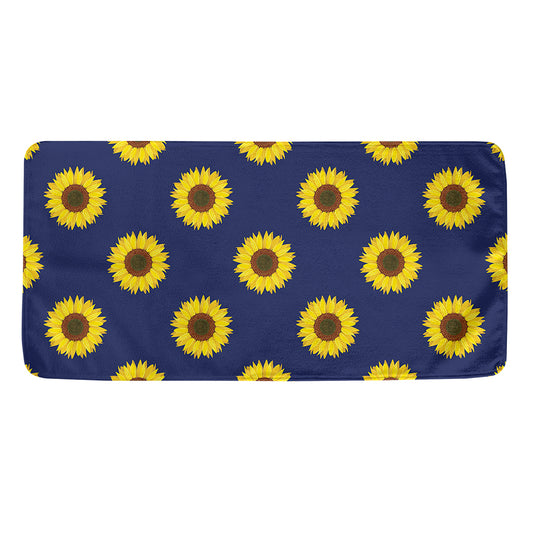 Navy Sunflower Pattern Print Towel