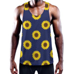 Navy Sunflower Pattern Print Training Tank Top