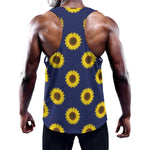 Navy Sunflower Pattern Print Training Tank Top