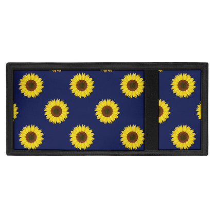 Navy Sunflower Pattern Print Trifold Wallet