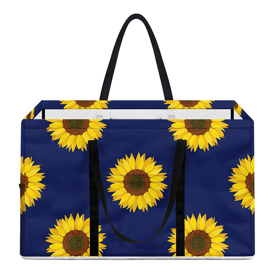Navy Sunflower Pattern Print Utility Tote Bag
