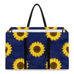 Navy Sunflower Pattern Print Utility Tote Bag