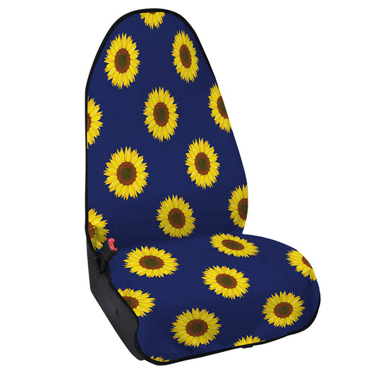 Navy Sunflower Pattern Print Waterproof Car Seat Cover