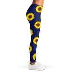 Navy Sunflower Pattern Print Women's Leggings
