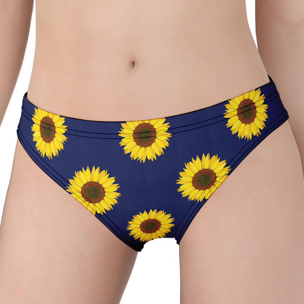 Navy Sunflower Pattern Print Women's Panties