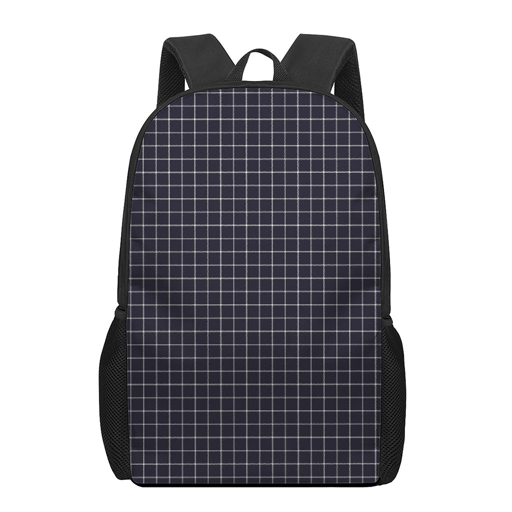 Navy Tattersall Pattern Print 17 Inch Backpack