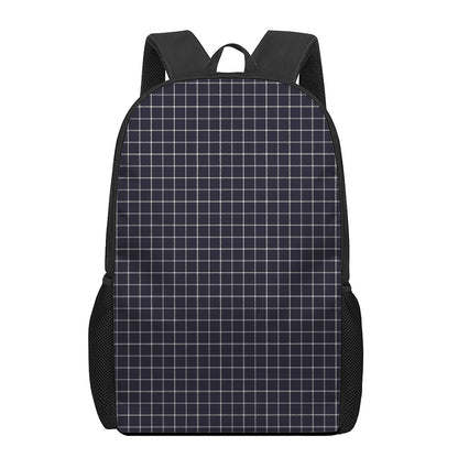 Navy Tattersall Pattern Print 17 Inch Backpack