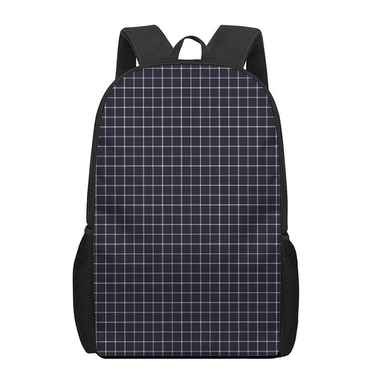Navy Tattersall Pattern Print 17 Inch Backpack