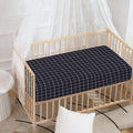 Navy Tattersall Pattern Print Baby Crib Sheet