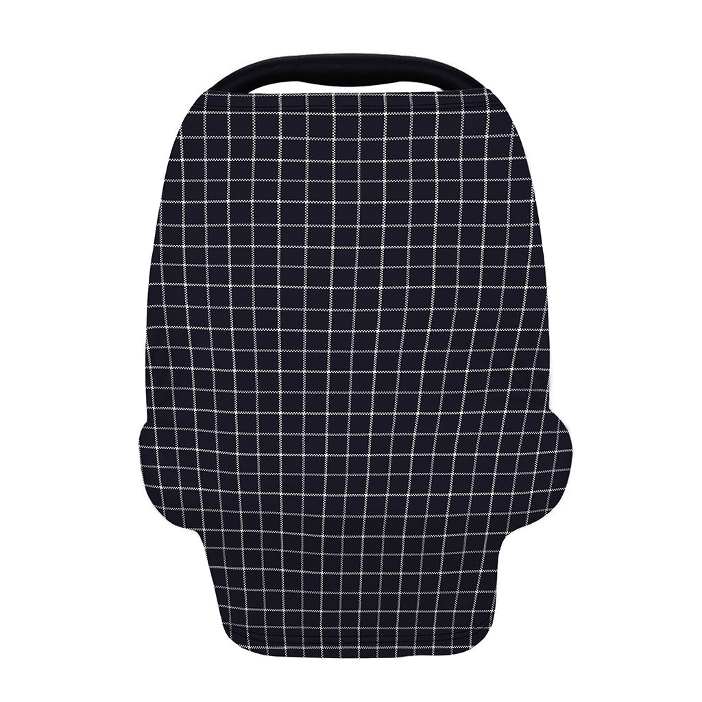 Navy Tattersall Pattern Print Baby Seat Cover