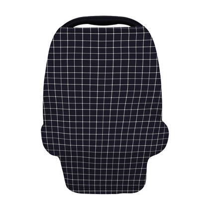 Navy Tattersall Pattern Print Baby Seat Cover