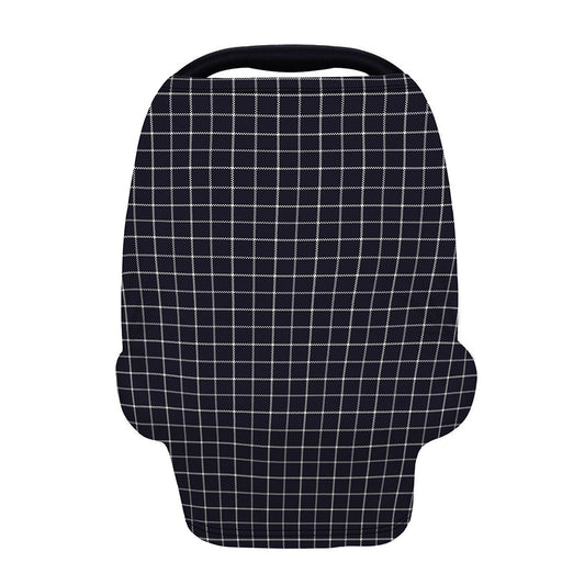 Navy Tattersall Pattern Print Baby Seat Cover