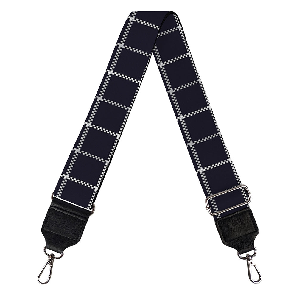 Navy Tattersall Pattern Print Bag Strap