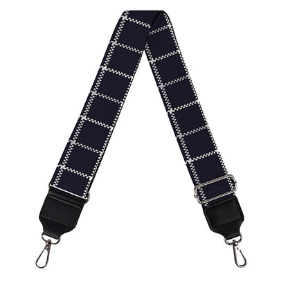 Navy Tattersall Pattern Print Bag Strap