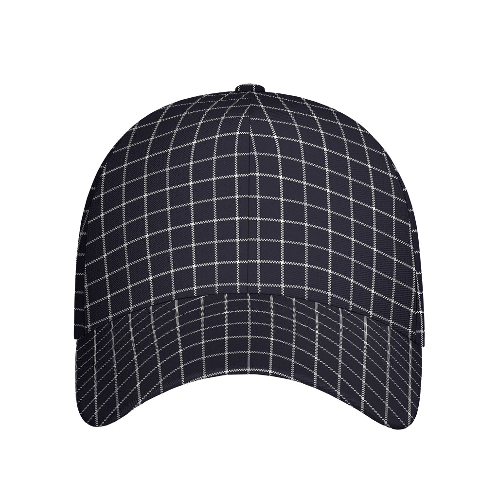 Navy Tattersall Pattern Print Baseball Cap