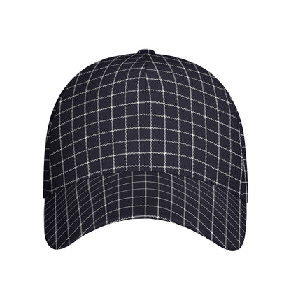 Navy Tattersall Pattern Print Baseball Cap