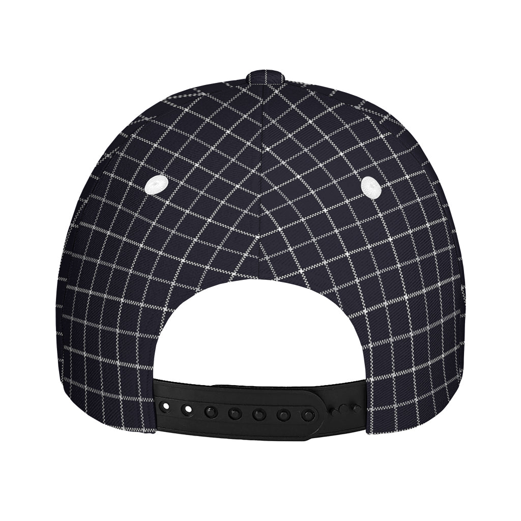 Navy Tattersall Pattern Print Baseball Cap