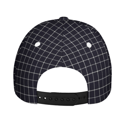 Navy Tattersall Pattern Print Baseball Cap