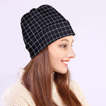 Navy Tattersall Pattern Print Beanie