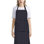 Navy Tattersall Pattern Print Bib Apron With Pocket