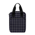 Navy Tattersall Pattern Print Bible Tote Bag