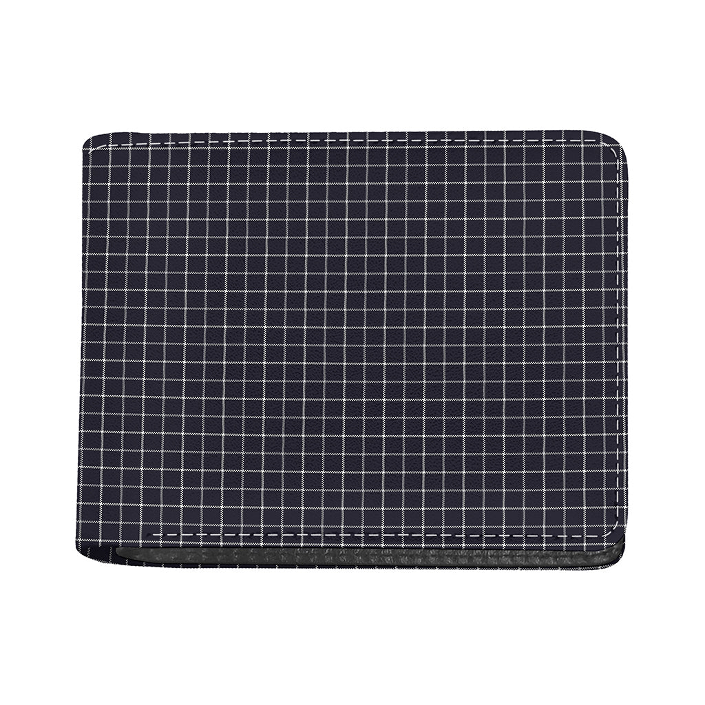 Navy Tattersall Pattern Print Bifold Wallet