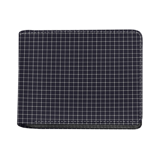 Navy Tattersall Pattern Print Bifold Wallet
