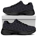 Navy Tattersall Pattern Print Black Chunky Shoes