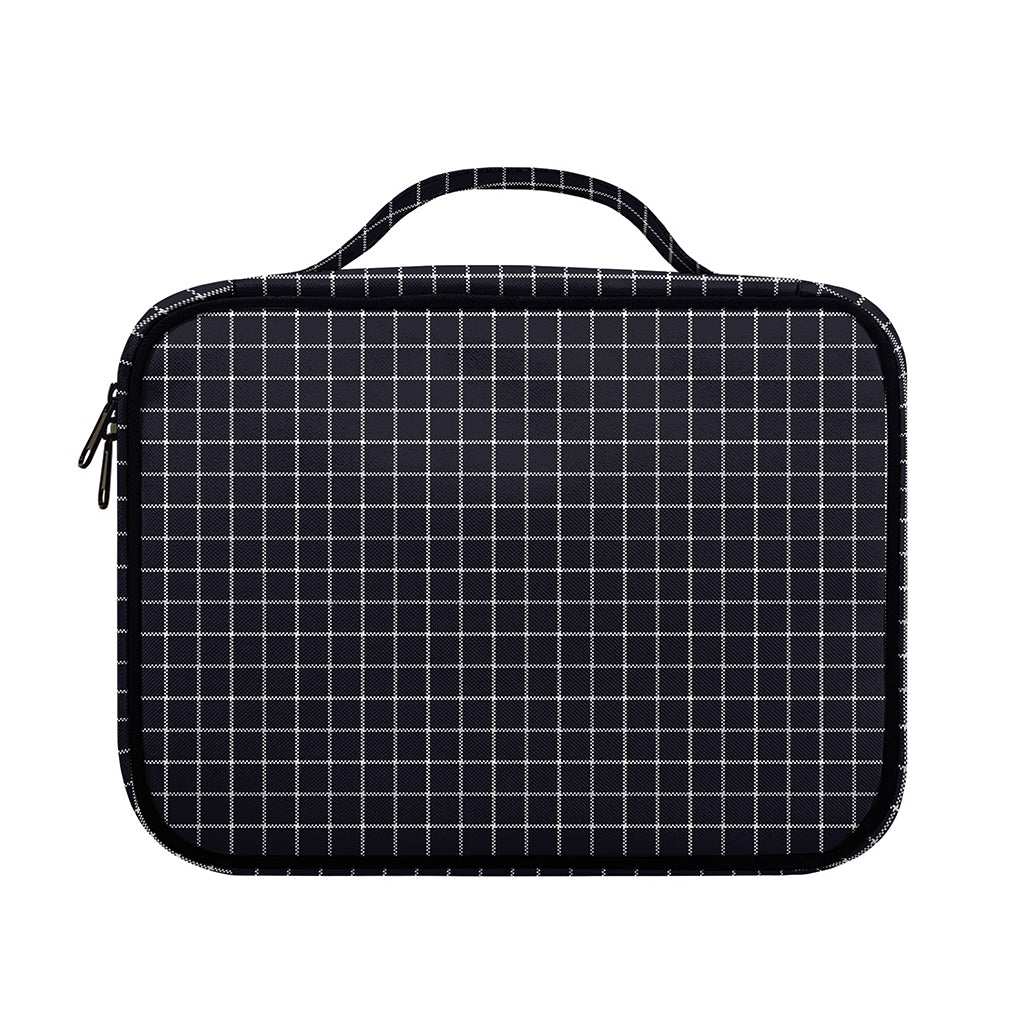 Navy Tattersall Pattern Print Briefcase Bible Bag