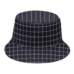 Navy Tattersall Pattern Print Bucket Hat