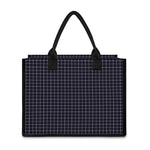 Navy Tattersall Pattern Print Canvas Tote Bag