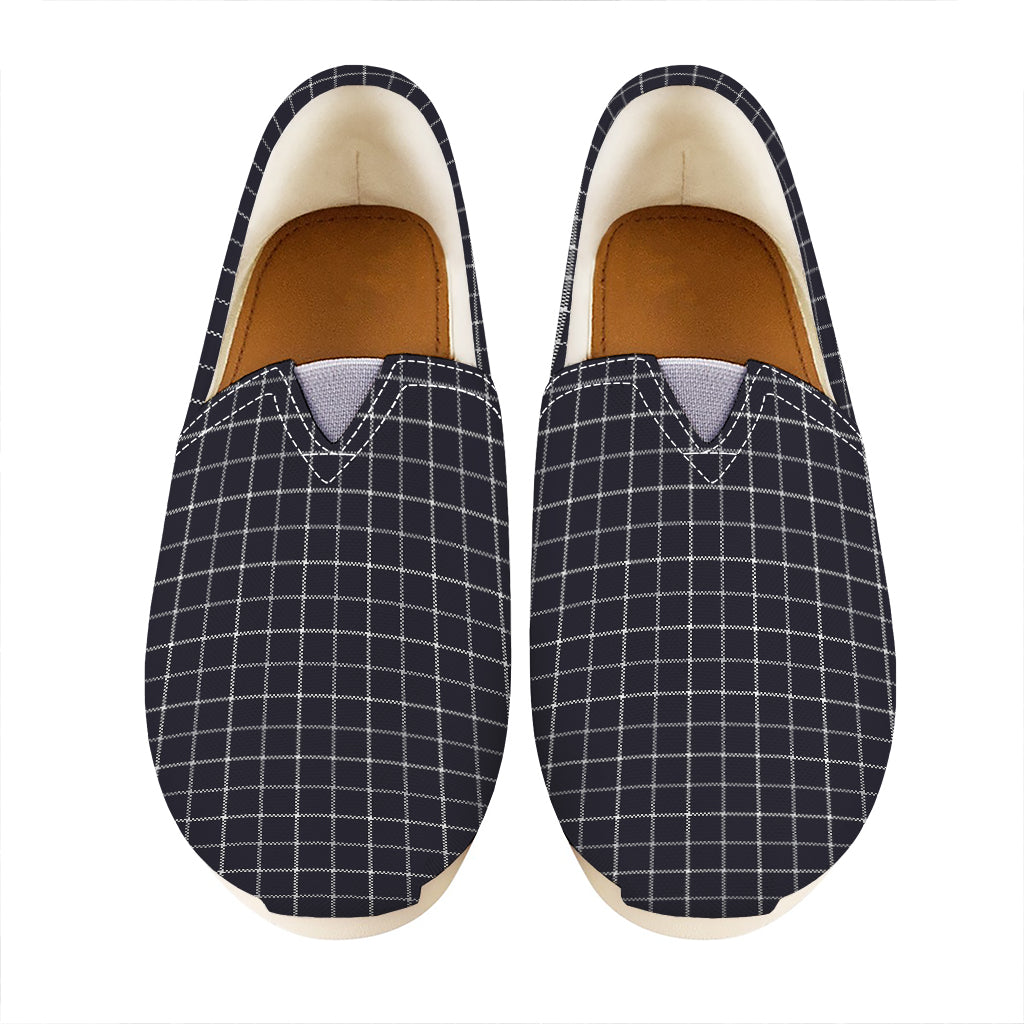 Navy Tattersall Pattern Print Casual Shoes