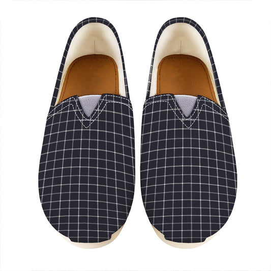 Navy Tattersall Pattern Print Casual Shoes