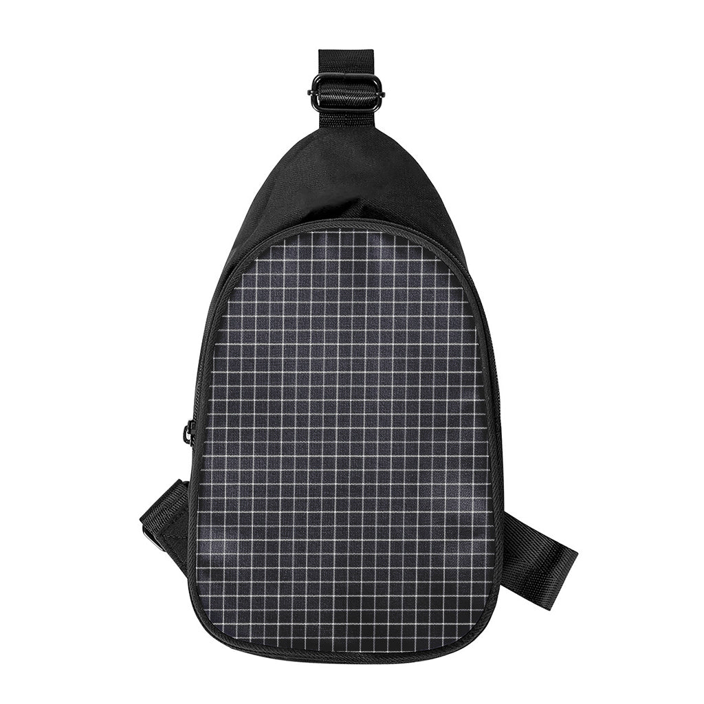Navy Tattersall Pattern Print Chest Bag