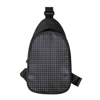 Navy Tattersall Pattern Print Chest Bag