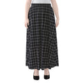 Navy Tattersall Pattern Print Chiffon Maxi Skirt