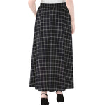Navy Tattersall Pattern Print Chiffon Maxi Skirt
